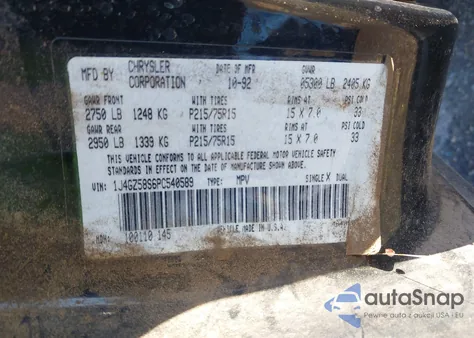 1993 Jeep Grand Cherokee Laredo from USA, damaged, VIN 1J4GZ58S6PC540589